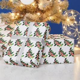 Papier Cadeau Bois de pin blanc Xmas Aquarelle fine
