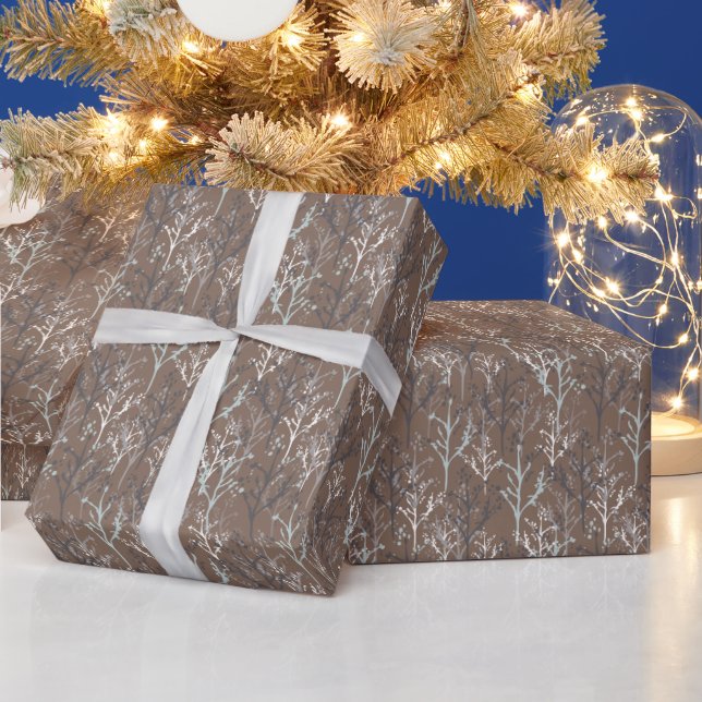 Papier Cadeau Bois d'hiver arbres d'hiver (Vacances)
