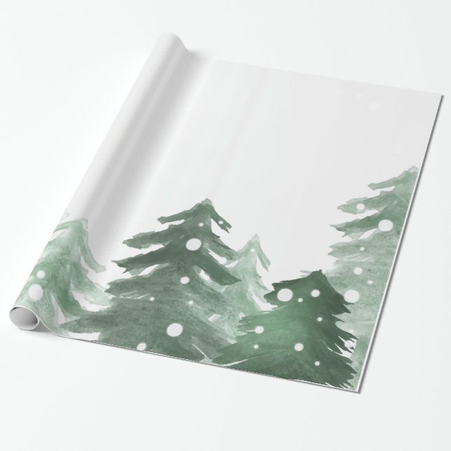 Papier Cadeau Bois d'hiver, Neige forestière (Déroulé)