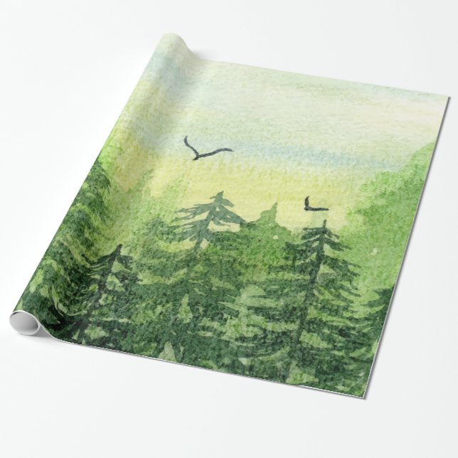 Papier Cadeau Bois d'hiver, Oiseaux forestiers (Déroulé)