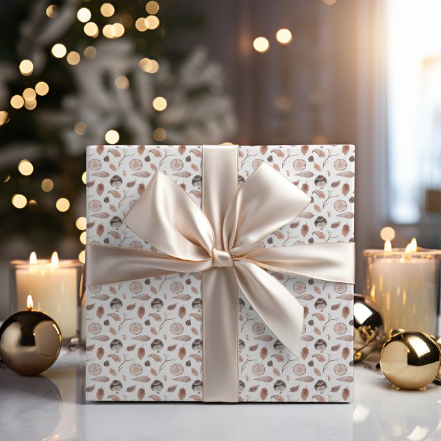 Papier Cadeau Bois d'hiver rustique | Fête de la feuille d'oisea (Créateur téléchargé)