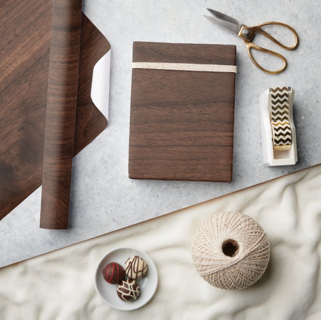 Papier Cadeau Bois foncé Brown Bois rustique Motif de répétition (Artisanat)