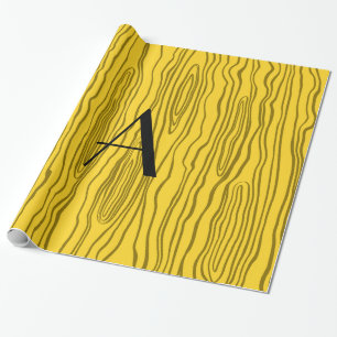 Papier Cadeau Bois jaunes de faux de monogramme