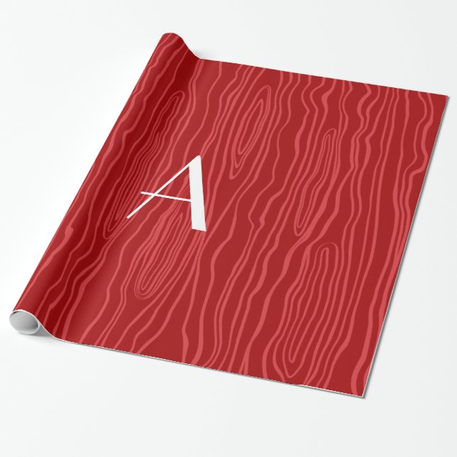 Papier Cadeau Bois rouges de faux de monogramme (Déroulé)