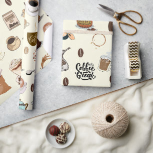 Papier Cadeau Boisson café espresso cappuccino latte mignonne