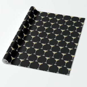 Papier Cadeau Boisson Martini noir