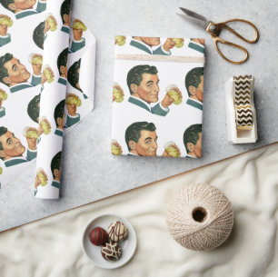 Papier Cadeau Boissons Cocktails Anciens, Homme Buvant des Boiss