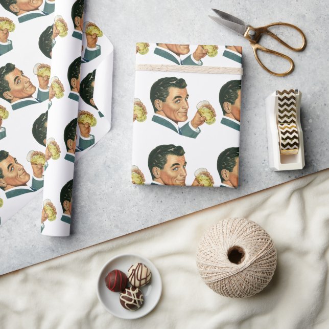 Papier Cadeau Boissons Cocktails Anciens, Homme Buvant des Boiss (Artisanat)