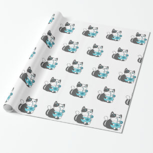 Papier Cadeau Boissons de chats en paille - Choisir la couleur a