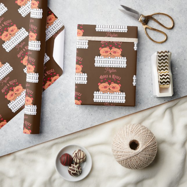 Papier Cadeau Boissons et baisers Ajouter un nom Enveloppement P (Artisanat)