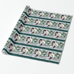 Papier Cadeau Boîte aux lettres de Noël Collie Puppy