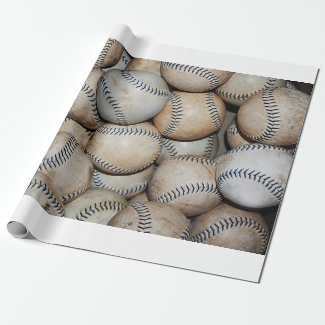 Papier Cadeau Boîte de Baseballs (Déroulé)