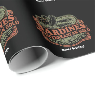 Papier Cadeau Boîte de sardines méditerranéennes vintage Rétro S