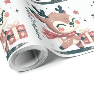 Papier Cadeau Boîtes à cadeaux de rennes du Père Noël mignonnes 