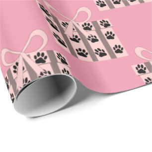 Papier Cadeau Boîtes-Cadeaux Avec Pistes De Chiens Version Rose