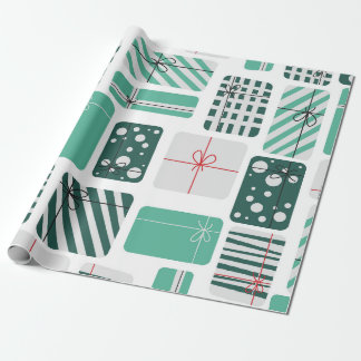 Papier Cadeau Boîtes cadeaux vertes et blanches Motif sans coutu
