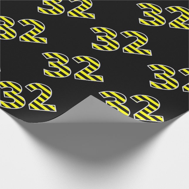 Papier Cadeau Bold, Black & Yellow Stripes 32 Numéro d'événement (Coin)