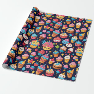 Papier Cadeau Bold Motif d'anniversaire Kawaii