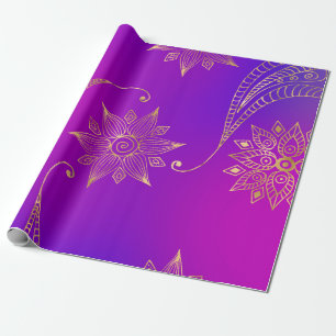 Papier Cadeau Bollywood arabe violet et or