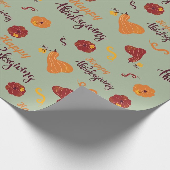 Papier Cadeau Bon thanksgiving Citrouille rouge et orange sans c (Coin)