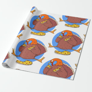 Papier Cadeau bon thanksgiving dinde pizza drôle