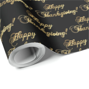Papier Cadeau Bon thanksgiving Élégant Faux Gold Foil Script