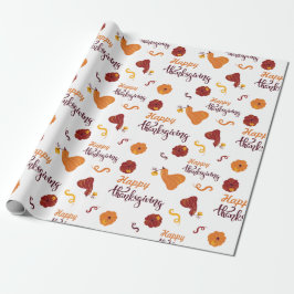 Papier Cadeau Bon thanksgiving Harvest Citrouille blanc sans joi