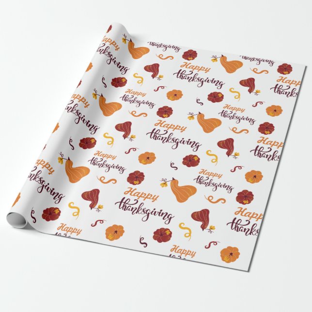 Papier Cadeau Bon thanksgiving Harvest Citrouille blanc sans joi (Déroulé)