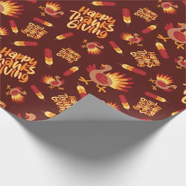 Papier Cadeau Bon thanksgiving Turquie et plumes Automne sans co (Coin)