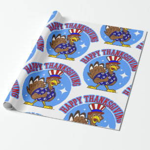 Papier Cadeau bon thanksgiving turquie patriotique américain drô