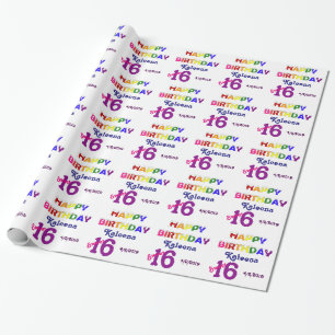 Papier Cadeau Bonbon 16 à joyeux anniversaire