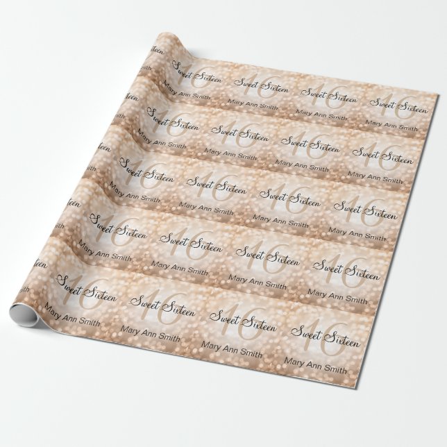 Papier Cadeau Bonbon élégant 16 lumières de cuivre de parties (Déroulé)