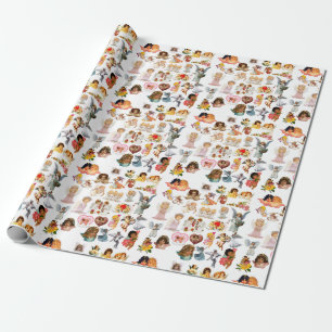 Papier Cadeau Bonbon rose blanc sensible à cadeau d'anniversair