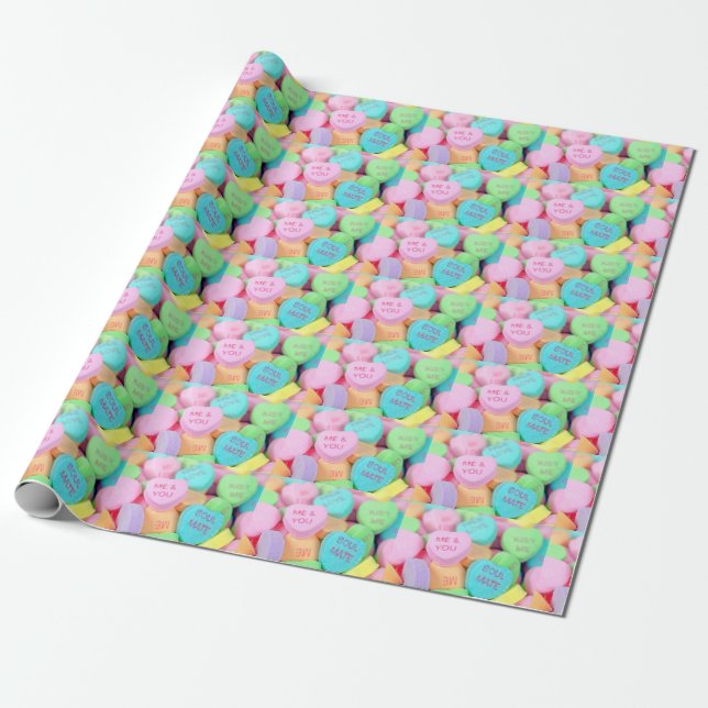 Papier Cadeau bonbon valentine amour coeur (Déroulé)