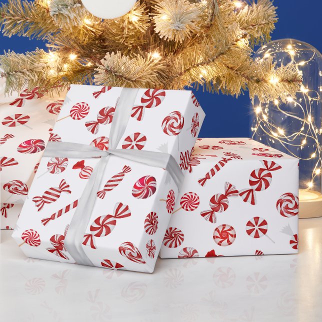 Papier Cadeau Bonbons à la menthe de Noël (Vacances)