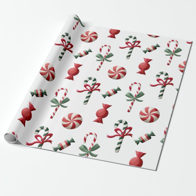 Papier Cadeau Bonbons de menthe à la menthe Papier d'enveloppeme (Déroulé)