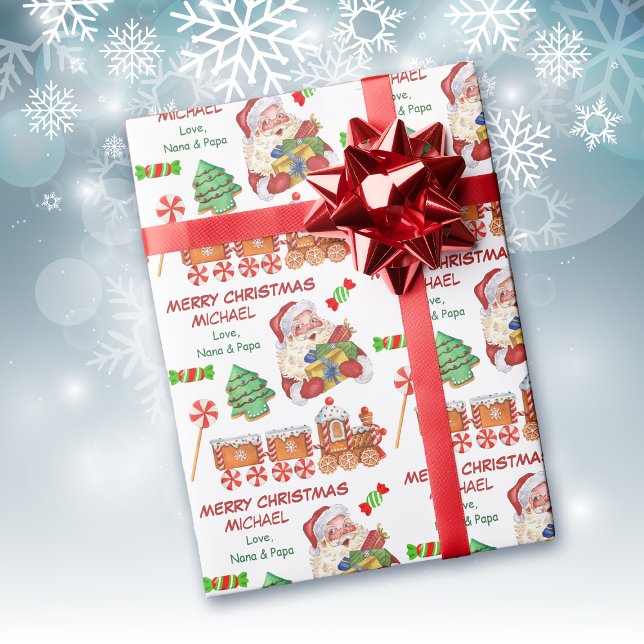 Papier Cadeau Bonbons de Noël du Père Noël Personnalisé (Créateur téléchargé)