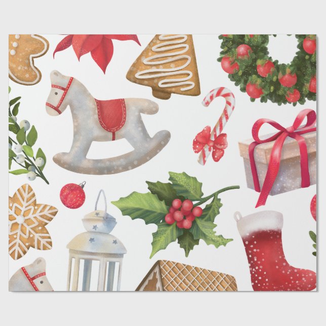 Papier Cadeau Bonbons de Noël du Père Noël Personnalisé (Plat)