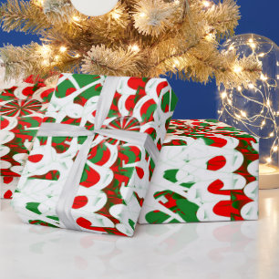 Papier Cadeau Bonbons de Noël Rouge et Vert
