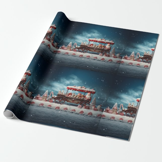 Papier Cadeau Bonbons de Noël Whimsical Panier 3 (Déroulé)