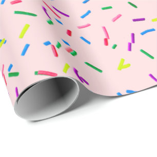 Papier Cadeau Bonbons Saupoudré Sur Rose