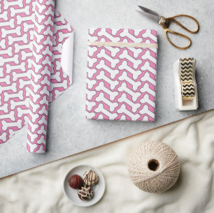 Papier Cadeau Bone Blanc Patch sur rose personnalisé