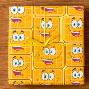 Papier Cadeau Bonheur Gaufre Kawaii Sourire Nourriture de Petit