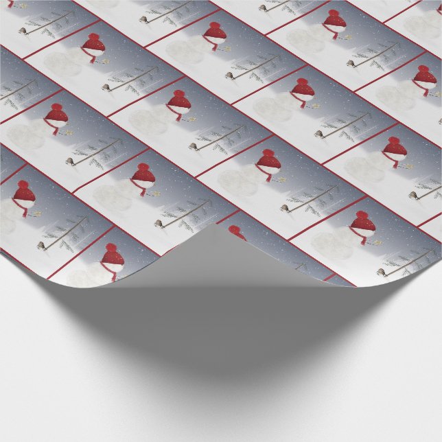 Papier Cadeau bonhomme de neige avec étoile (Coin)