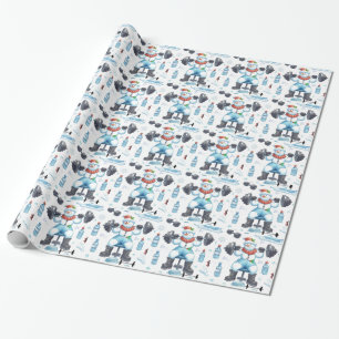Papier Cadeau Bonhomme de neige en haltérophilie restant en form