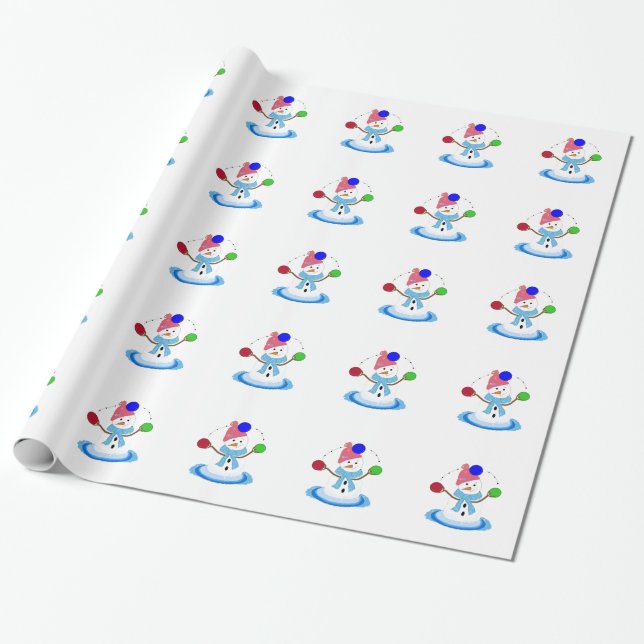 Papier Cadeau Bonhomme de neige jonglant fantaisie (Déroulé)