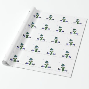 Papier Cadeau Bonhomme de neige levant des poids