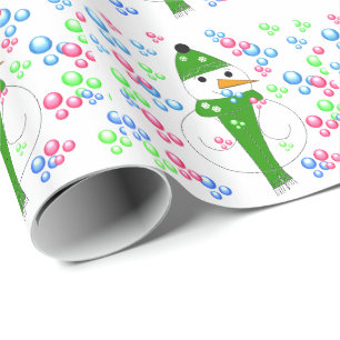 Papier Cadeau Bonhomme de neige qui souffle des bulles