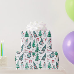 Papier Cadeau Bonhommes de neige de Noël Nains Canneberges Cadea