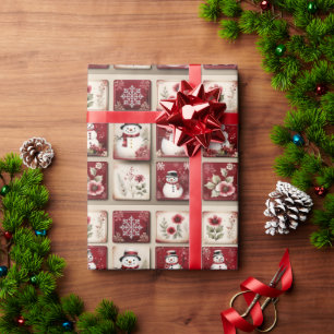 Papier Cadeau Bonhommes de neige joyeux